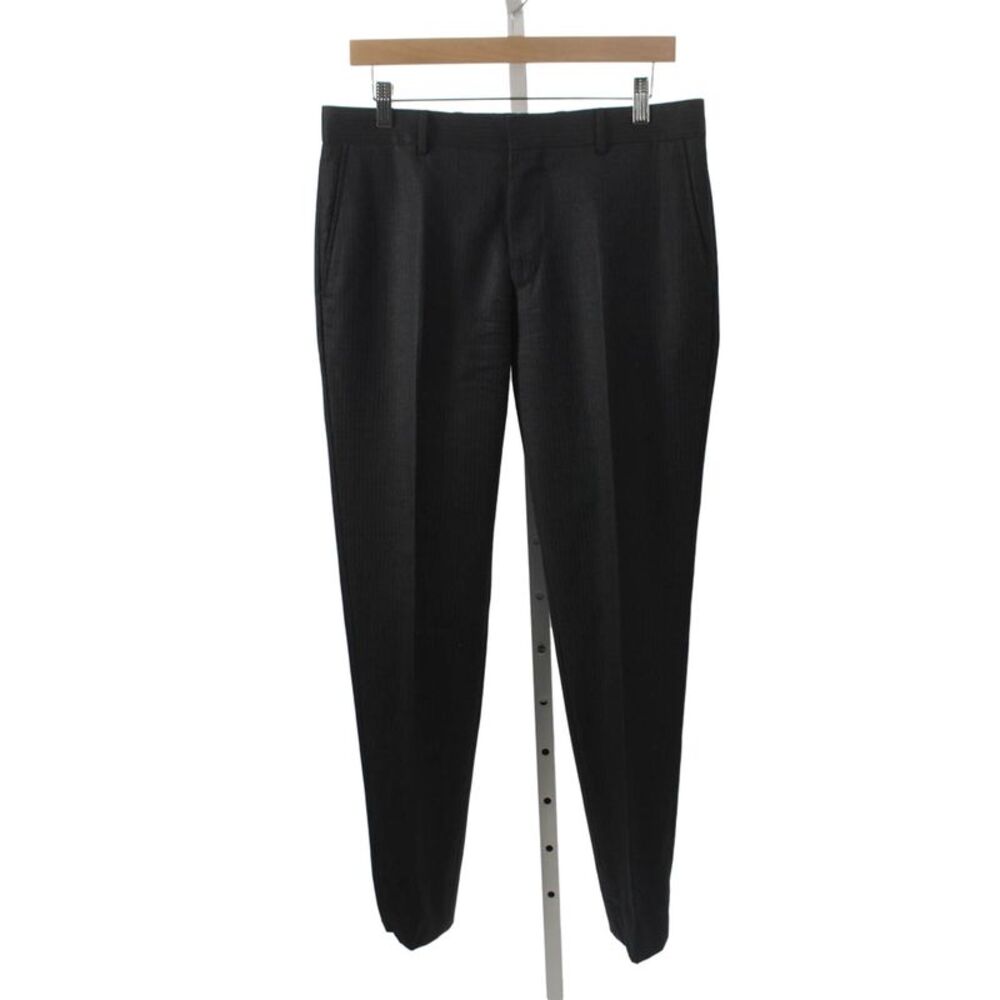 Moschino Men Dress Pants Black Striped Wool Zip Fly Size 46